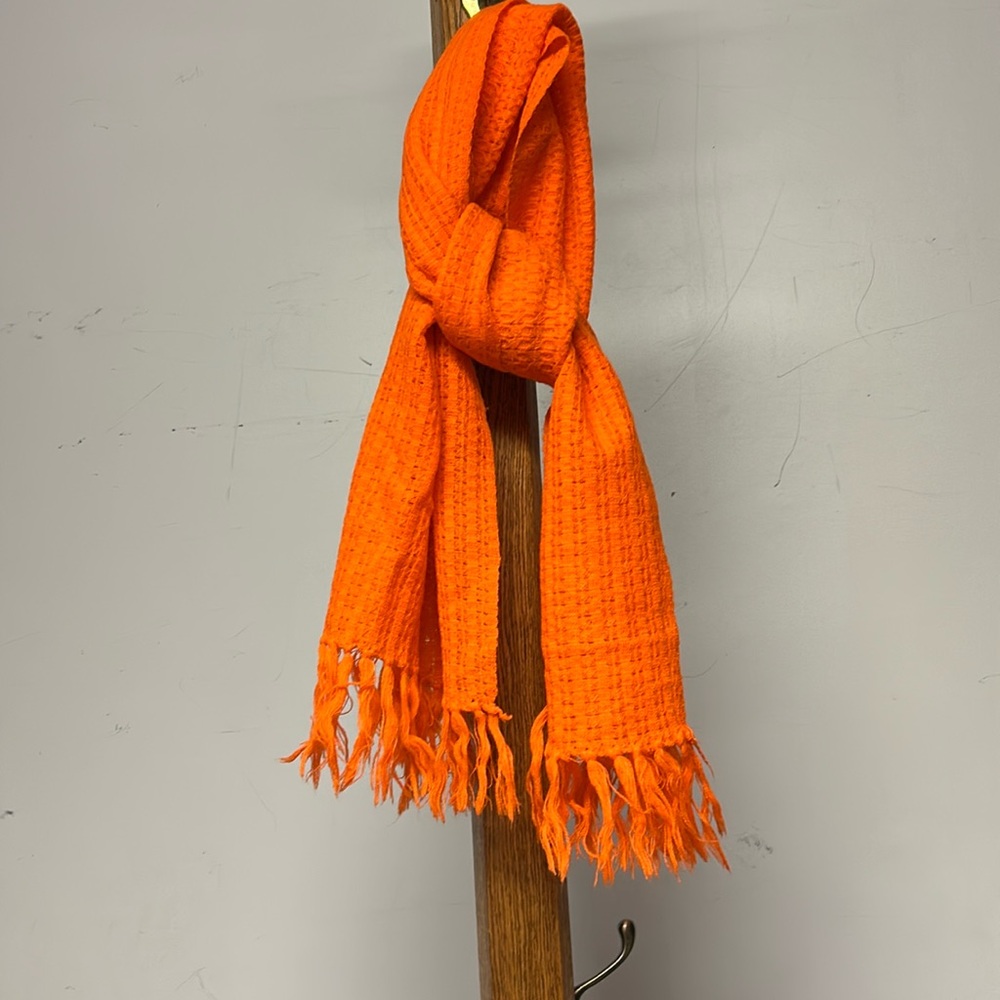 Vibrant Orange Woven Scarf.